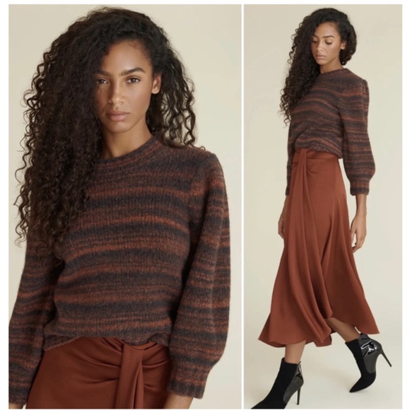 Veronica Beard Alston Merino Wool Sweater Stripes Mock Neck XS - Picture 1 of 6